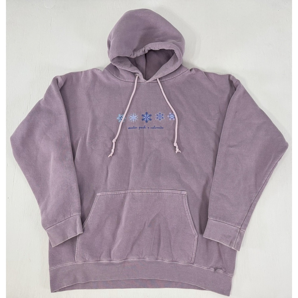 Vintage AAA USA Winter Park Colorado Hoodie Sweatshirt Purple L Snowflake